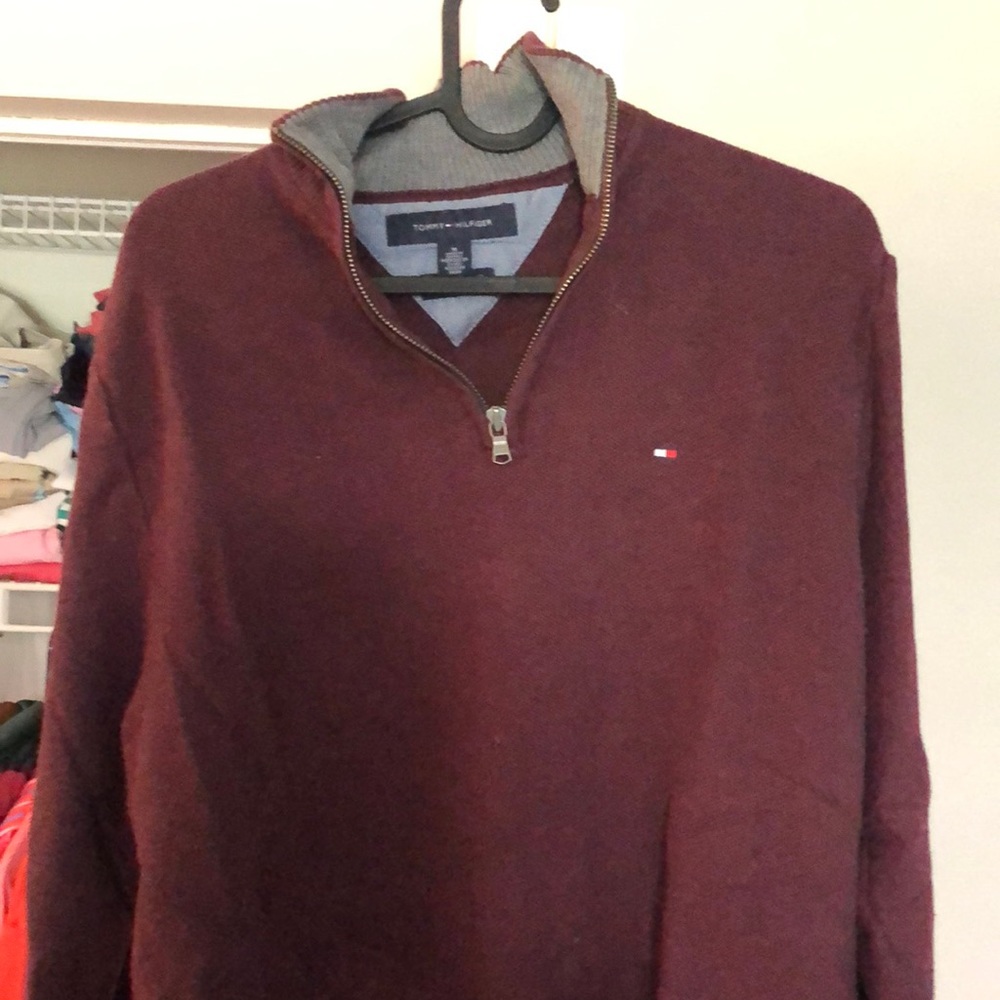 Tommy Hilfiger Cotton Cashmere Burgundy Pullover